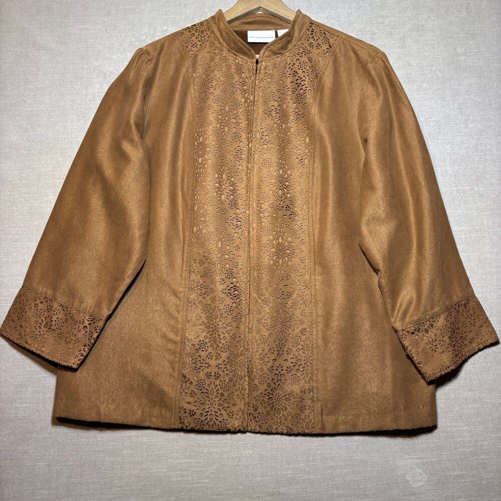 Alfred Dunner Floral Cutout Jacket 18 Classic Chic Cottage Earthy Minimalist